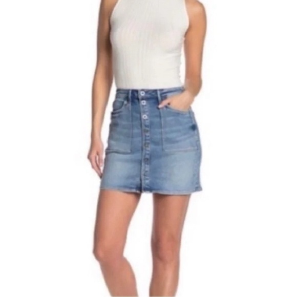 Good American Denim Mini Skirt Button Down Size 6 - Picture 1 of 10